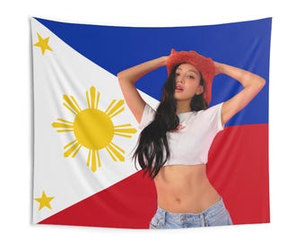 Gobeliny ścienne do wnętrz, flaga Filipin z motywem Jihyo w stylu K-popu, wystrój wnętrz, sztuka ścienna, gobelin do pokoju, dekoracja ścienna, dekoracja akademika, prezent z motywem Jihyo