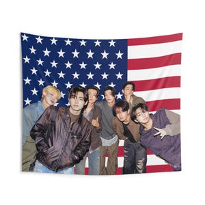 Enhypen America Flag Tapestry, Kpop Room Merch, Gift for Enypen Engene Fan, Kpop Merch Enhypen, Kpop Flag, Enhypen Flag, Kpop Wall Decor