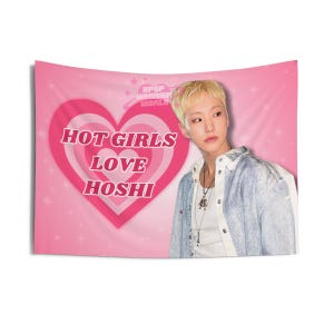 Seventeen Hoshi Hot Girls Concert Flag, Kpop Wall Decor, Gift for Seventeen Carat Fan, Seventeen Merch, Hoshi Flag, Kpop Merch, Kpop Flag