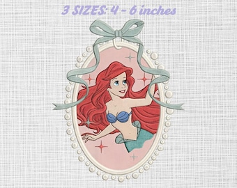 Ariel (The Little Cartoon Embroidery, Colorful Machine Stitch Pattern PES DST JEF Digital Download