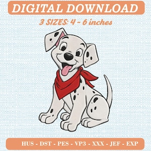 Playful Dalmatian Puppy Embroidery Design, Cartoon Dog Machine File (Digital Download)