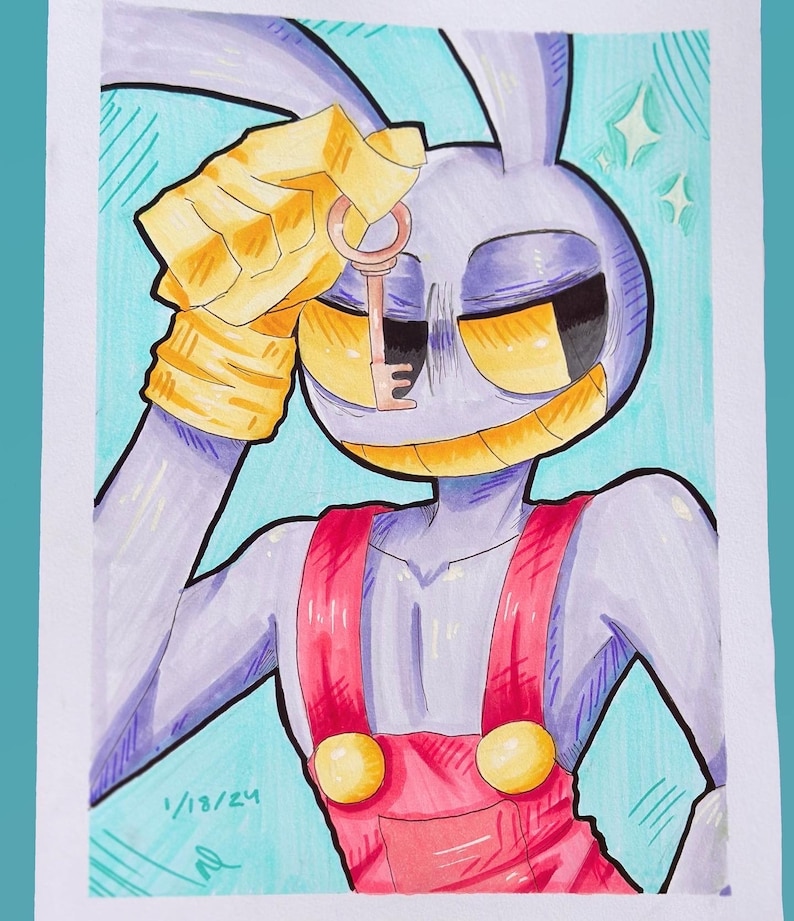 The Amazing Digital Circus Jax Drawing Done by Hand Etsy