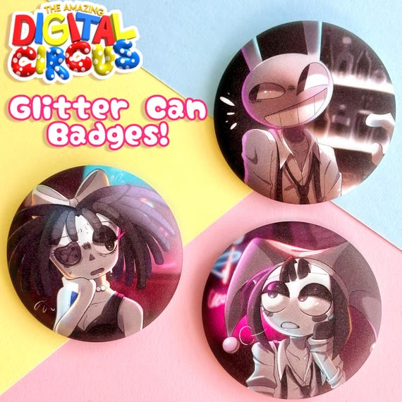 The Amazing Digital Circus Glitter Can Badges!
