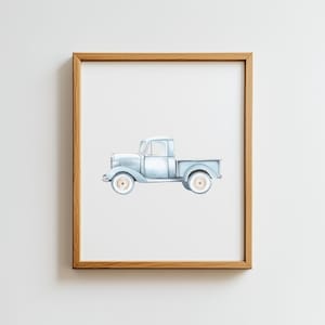 Vintage Blue Travel Boy Nursery Wall Art, Blue Truck Car Print, Transportation Prints, Blue Boys Room Art, Vintage Blue Pickup Truck Print
