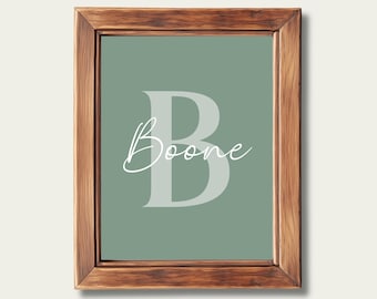 Custom Initial Print Custom Name Nursery Letter Art Crib Sign Baby Monogram Green Boys Name Sign Initial Name Print Monogram Printable Green