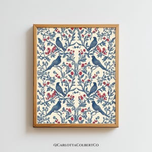Chinoiserie Blue Botanical Art Chinoiserie Wall Art Minimalist Wall Art Vintage Blue Chinoiserie Blue Toile Wall Art Nature Blue Birds Art