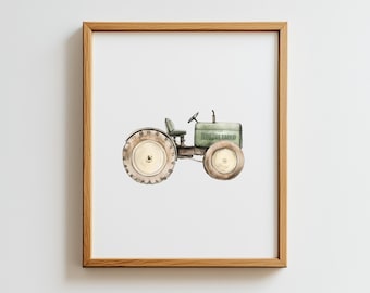 Green Tractor Print Boy Nursery Wall Art, Vintage Boy Nursery, Printable Transportation, Boys Room Decor, Kids Gallery Wall Set, Sage Green