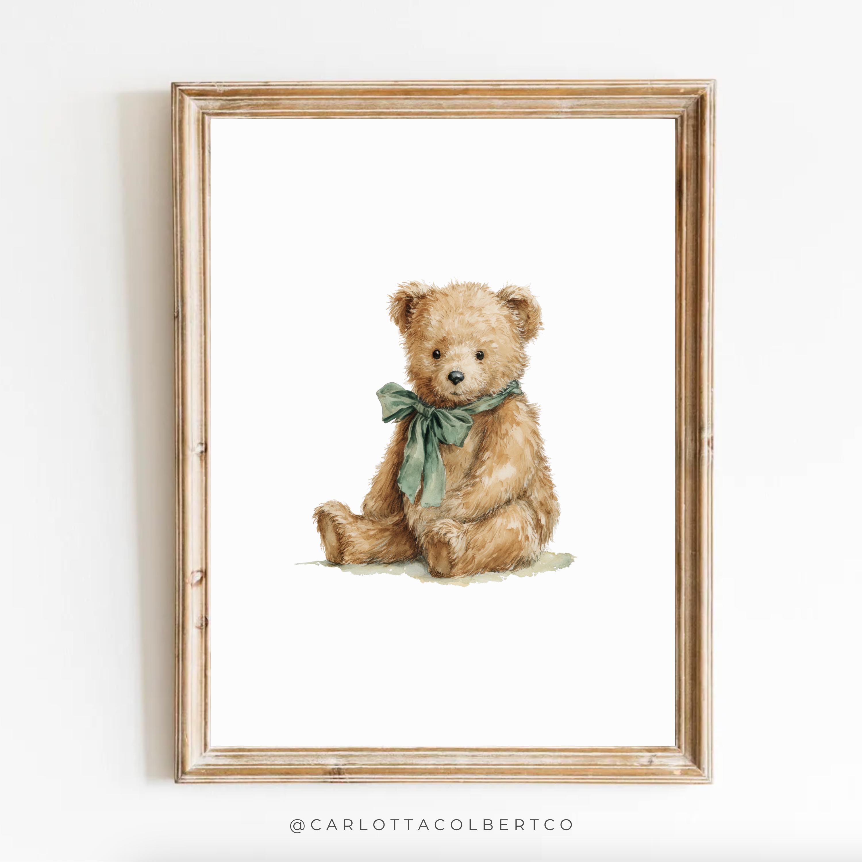 Bear Nursery Art Vintage Nursery Sage Green Boy Nursery Decor Grandmillennial Nursery Teddy Bear Poster Vintage Sage Green Bear Poster Baby