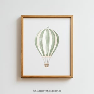 Travel Nursery Hot Air Balloon Print, Green Travel Boy Nursery, Printable Transportation, Boys Room Decor, Boys Wall Art Set, Sage Green