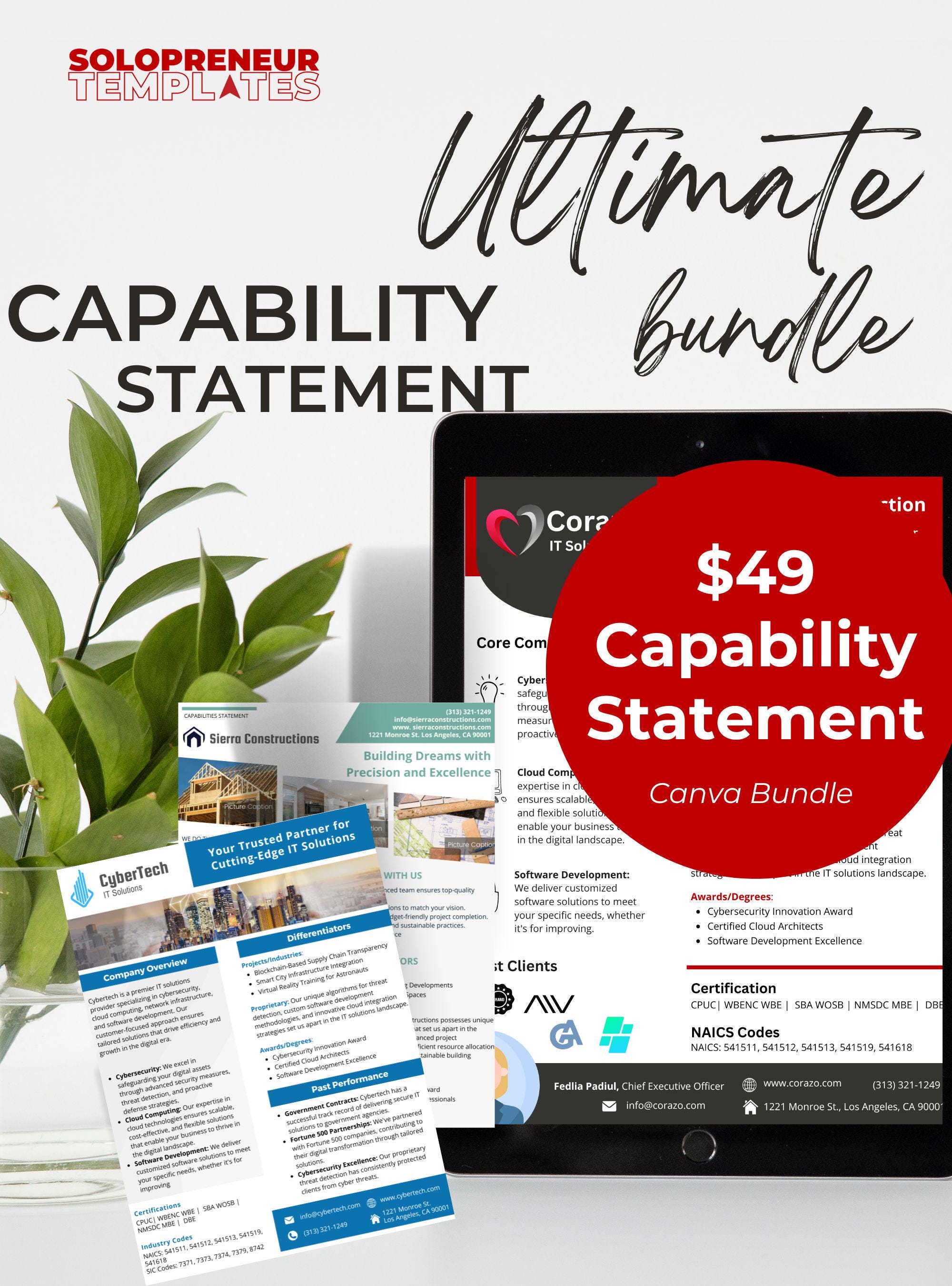 Ultimate Capability Statement Template Bundle – Secure Corporate &  Government Contracts - Etsy