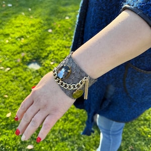 Personalized Leather Cuff Bracelet: Italian Leather, Exotic Leathers