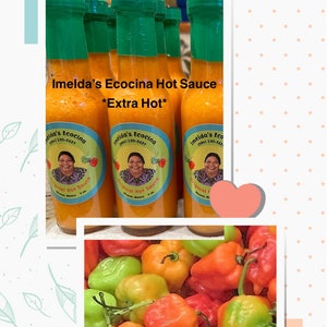 3 Bottles of Imelda La Ecocina Extra Hot Sauce Gift 5 oz bottle of Hot Sauce Pack of 3 Bottles image 1