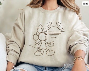 Sudadera con cuello redondo de Mickey Mouse surf, Sudadera de verano de Mickey Mouse, Club de vacaciones de Disney, Camisa a juego de vacaciones de verano de Disney