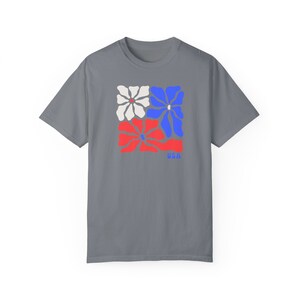 America Flower Shirt, American Girl Shirt, USA Floral Tee, USA Flag Flower Shirt, Retro USA Tee, 4th of July Gift, Comfort Colors Patriot image 8