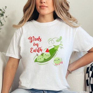 Peas on Earth Tee, Funny Christmas Top, Cute Christmas Shirt, Peace on Earth Christmas Shirt, Punny Holiday Apparel, Hippie Retro Holiday