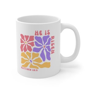 Hij is verrezen paasmok cadeau, paaskoffiemok, vrolijke paasmok, hij is verrezen theekopje, paasgeschenken, christelijke koffiemok, paascadeau
