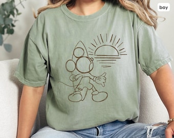 Surfing Mickey Mouse Comfort Colors Tee, Mickey Mouse Summer Shirt, Disney Comfort Colors Tee