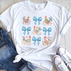 Aquarel kip PNG: Coquette Bows 3 x 3 raster (digitaal bestand)