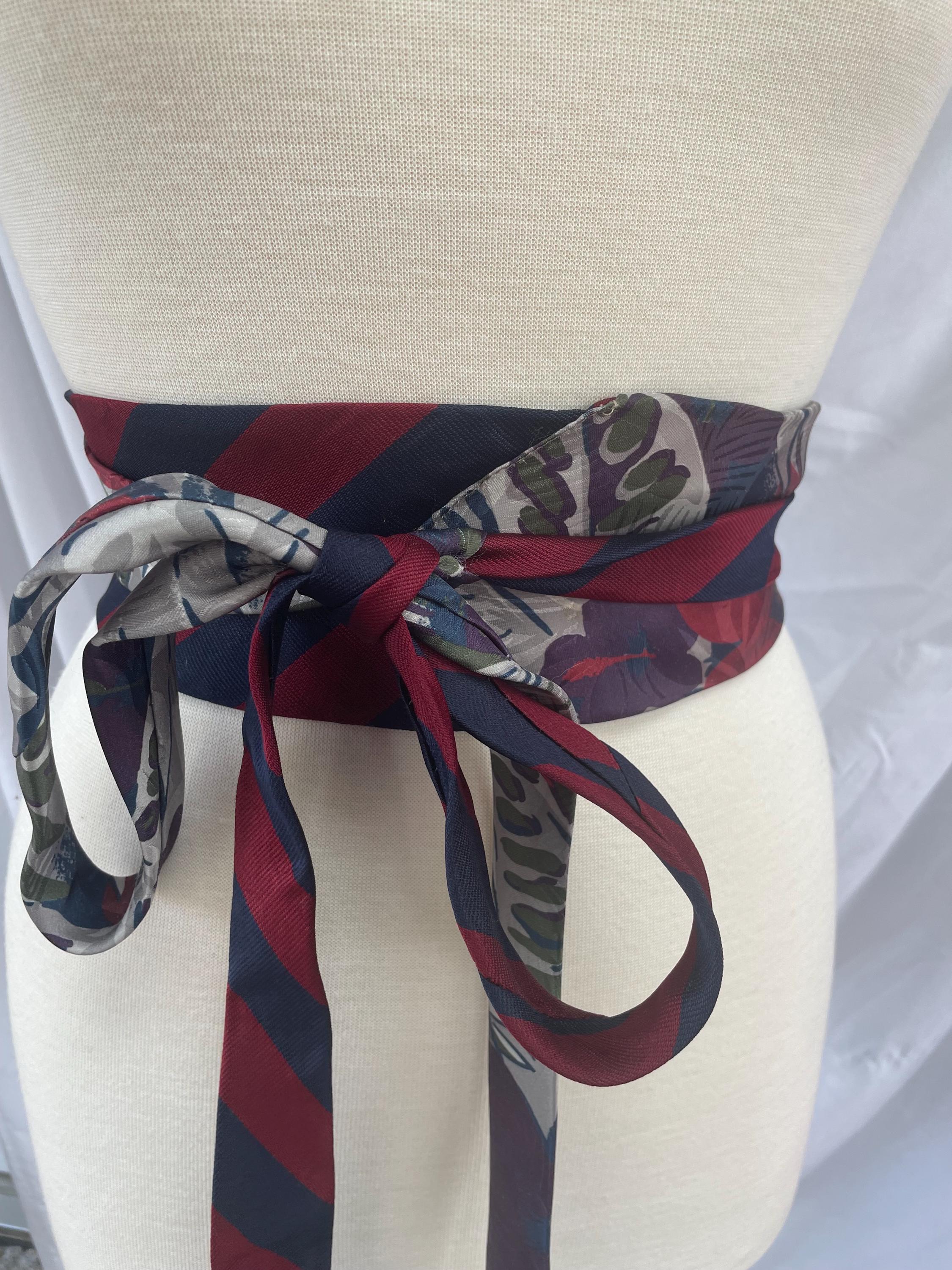 Upcycled silk gold black abstract obi wrap belt men’s ties Amazon.com: Gold Obi belt Real Leather wrap belt Wedding  main image 3