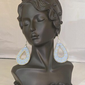 Chambray Denim Teardrop Earrings image 4