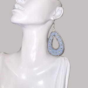 Chambray Denim Teardrop Earrings image 2