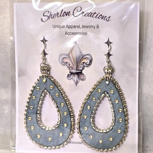 Chambray Denim Teardrop Earrings image 5