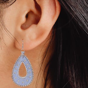 Chambray Denim Teardrop Earrings image 1