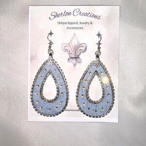 Chambray Denim Teardrop Earrings image 3
