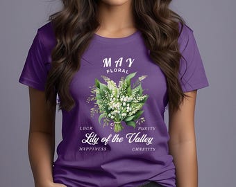 May Lily of the Valley Floral Birthday T-shirt