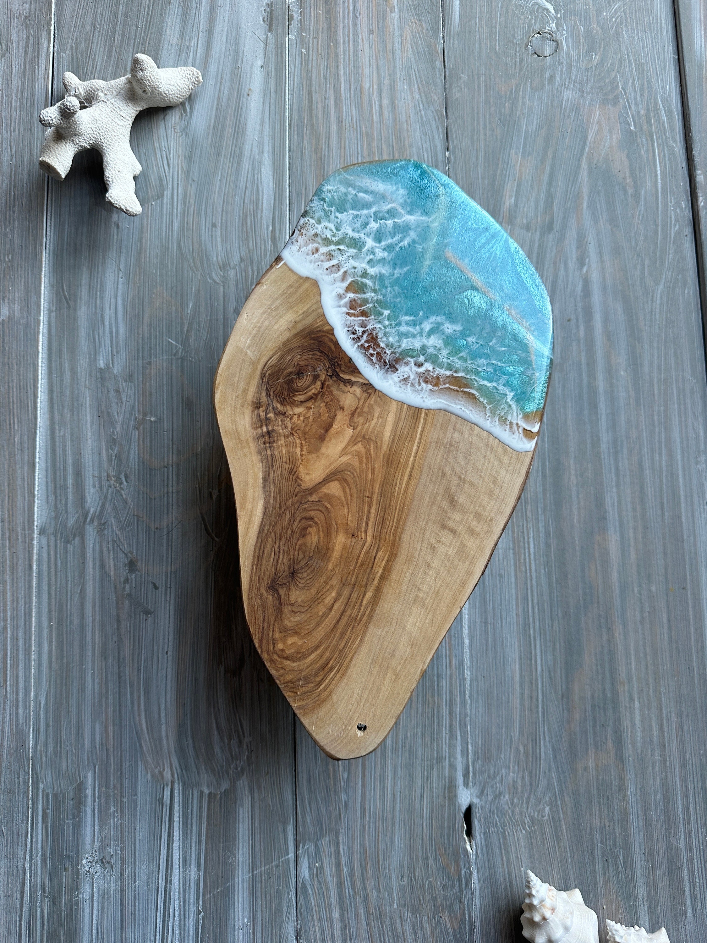 Ocean - Shoreline Ocean Wood Bar Board with Handle - 18-in - B