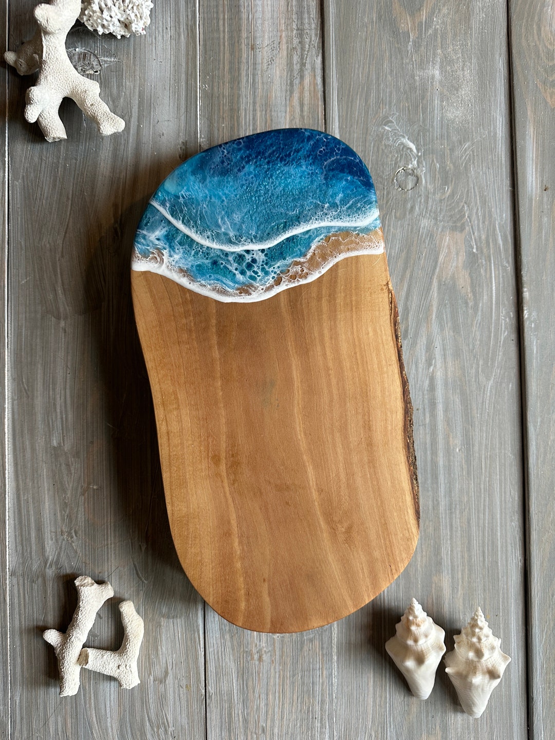 Ocean Wave Cutting Board Beach Resin Art Charcuterie Board Etsy