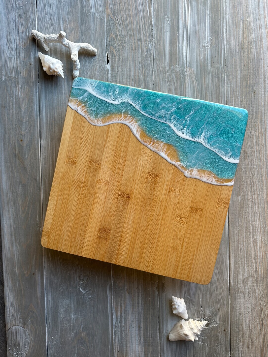 Bahamas Teal Large Ocean Wave Cutting Board With Handle Etsy