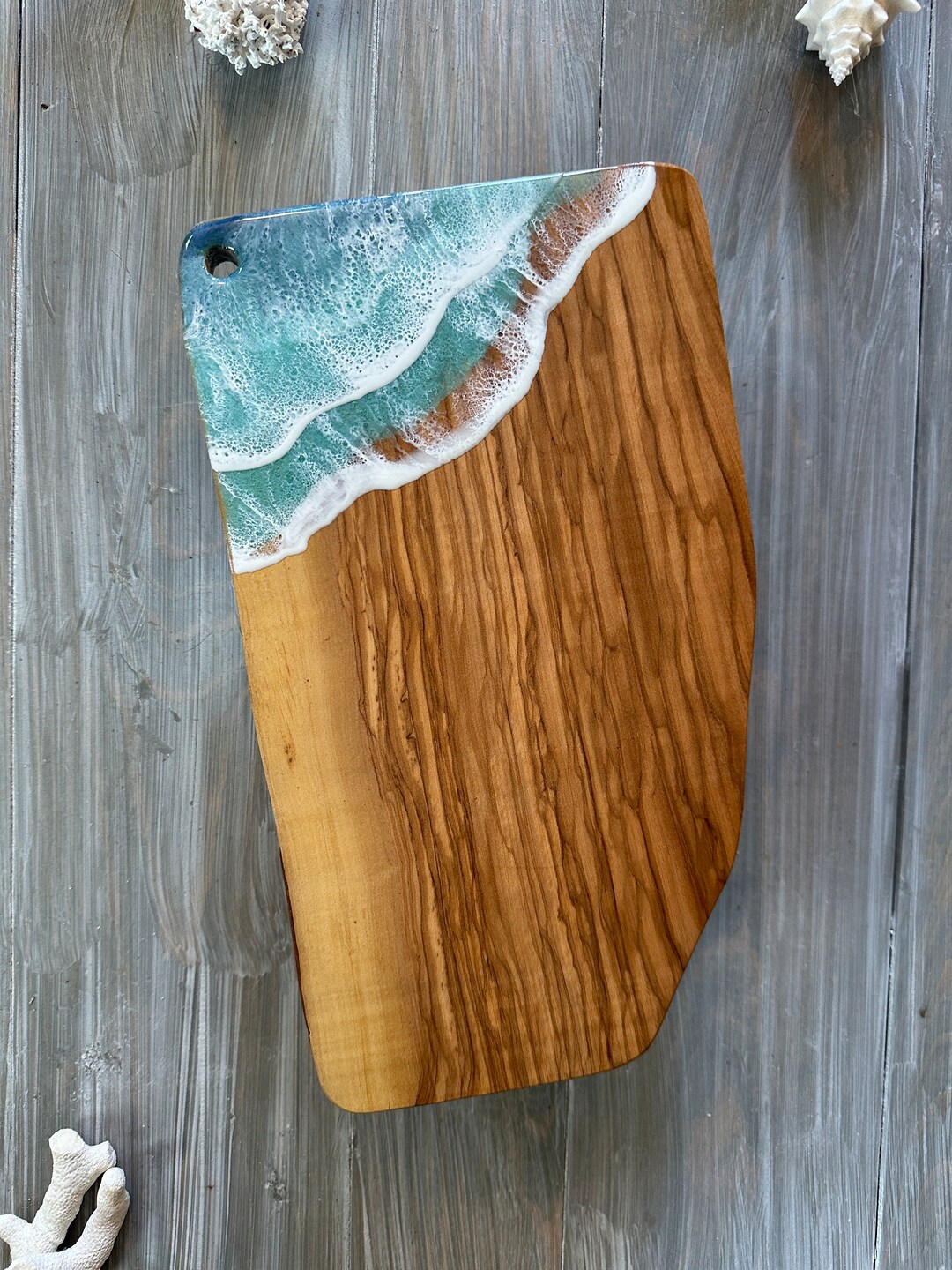 Ocean Wave Cutting Board Beach Resin Art Charcuterie Board Etsy