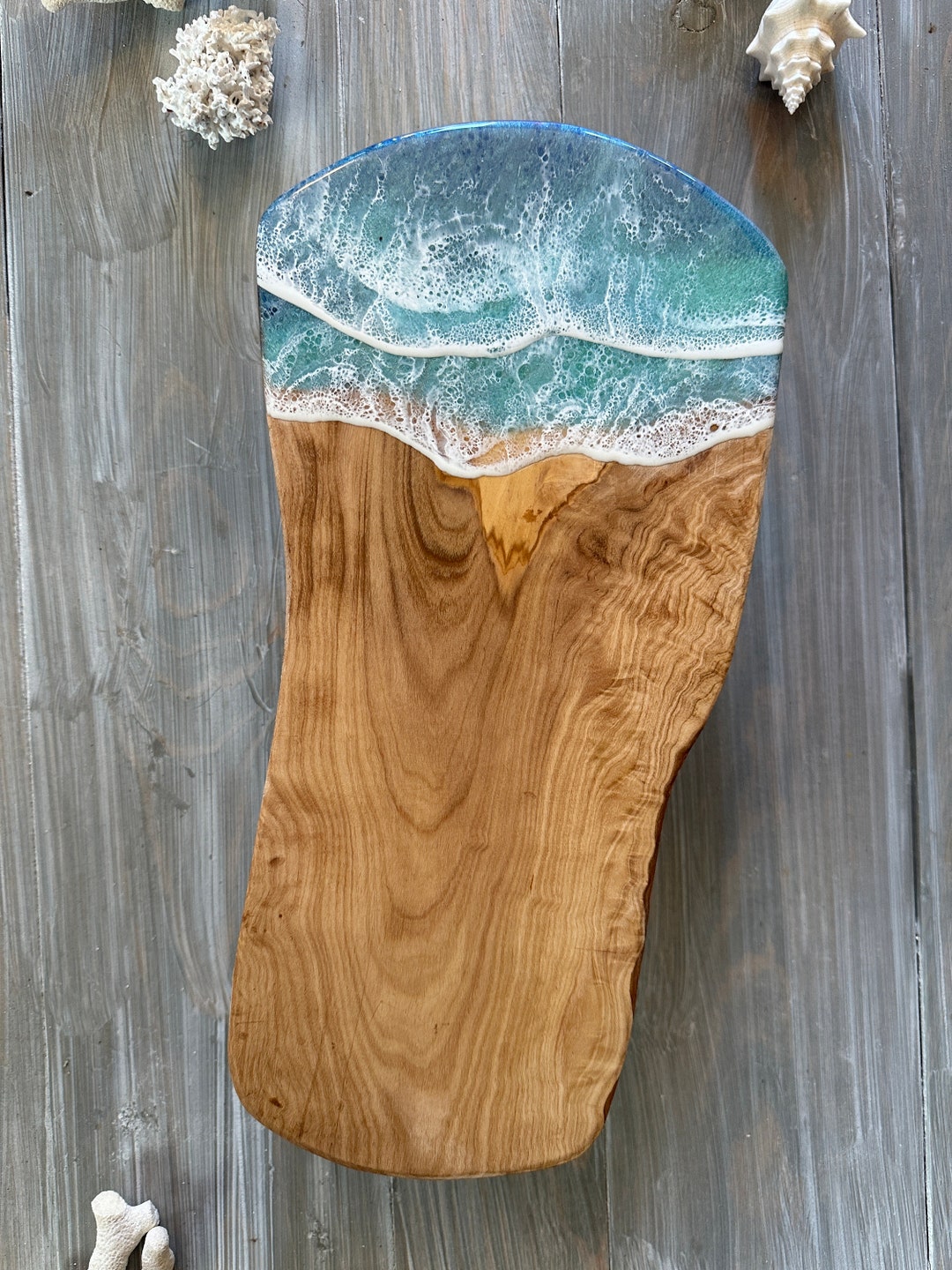 Ocean Wave Cutting Board, Beach Resin Art Charcuterie Board, Resin Wave