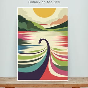Loch Ness Monster Art Print: Modern Scottish Nessie Decor