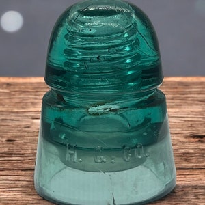 HEMINGRAY H.G.CO. Aqua Glass Insulator CD145 Beehive Medium Aqua