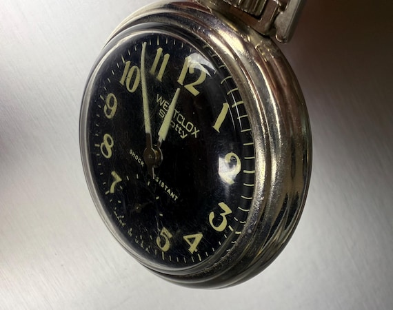 Vintage Westclox Scotty Pocket Watch: Black Dial, Luminous Numbers