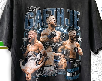 Justin Gaethje Vintage Shirt American Fighter Tshirt Jiu Jitsu Retro Champions Fans Sweatshirt Limited Classic Graphic Tee Sport Gift