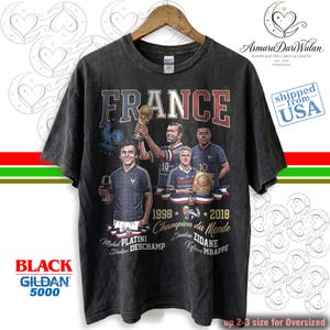 France Soccer Champions Comfort Colors® Shirt, France Legends Platini Zidane Deschamp Mbappe Graphic Tee, Unisex Sweatshirt image 2