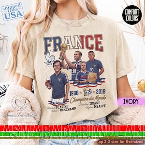 France Soccer Champions Comfort Colors® Shirt, France Legends Platini Zidane Deschamp Mbappe Graphic Tee, Unisex Sweatshirt image 4