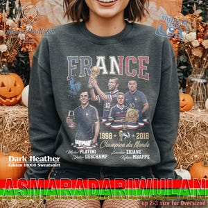 France Soccer Champions Comfort Colors® Shirt, France Legends Platini Zidane Deschamp Mbappe Graphic Tee, Unisex Sweatshirt image 8