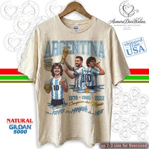 Argentina Legends Kempes Maradona Messi Comfort Colors® 1717 Shirt, Argentina World Cup Champions Soccer Sweatshirt image 2