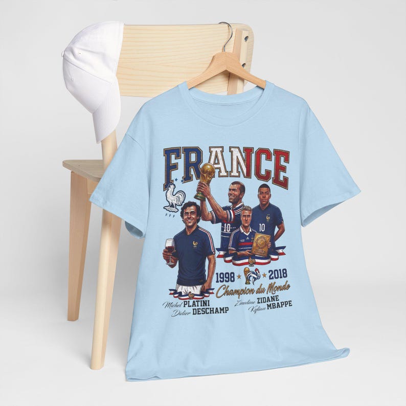 France Soccer Champions Comfort Colors® Shirt, France Legends Platini Zidane Deschamp Mbappe Graphic Tee, Unisex Sweatshirt image 11