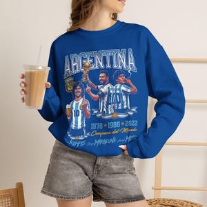 Argentina Legends Kempes Maradona Messi Comfort Colors® 1717 Shirt, Argentina World Cup Champions Soccer Sweatshirt image 20