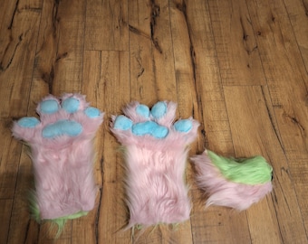 Pre-made Fursuit Paws and Tail for sale!