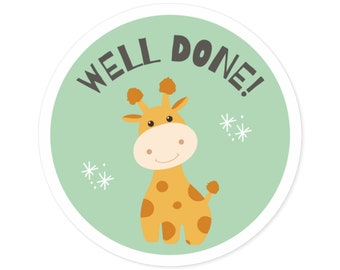 Well Done Giraffe Sticker (round)