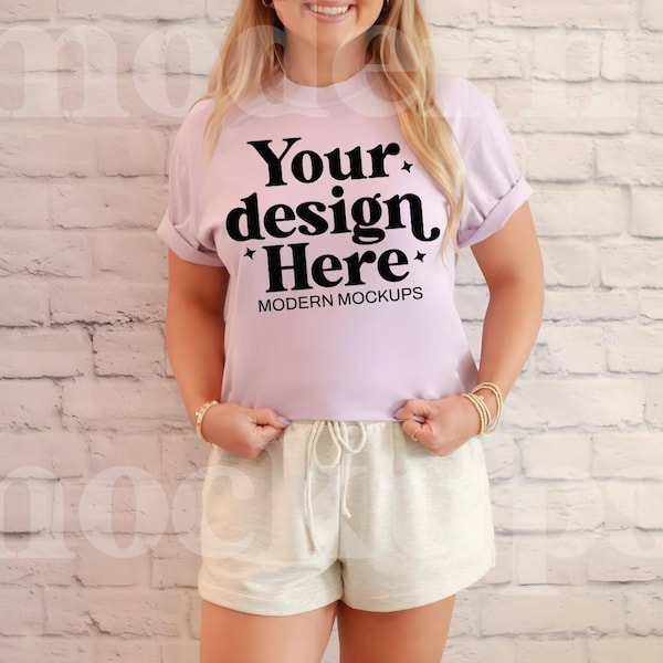 Orchid, Comfort Colors C1717, Orchid Shirt Mockup, Tshirt Mockup, Real Model Mock, C1717 Orchid, Print on Demand, Comfort Colors