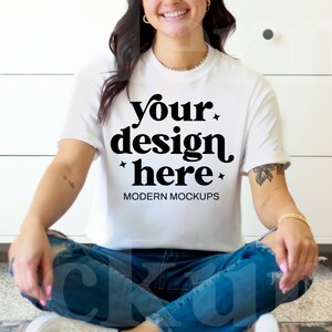 White, Comfort Colors C1717, Shirt Mockup, Tshirt Mockup, Real Model Mock, C1717 White, Print on Demand, Comfort Colors