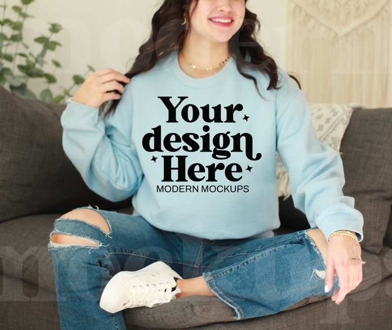 Light Blue, Gildan 18000 Mockup, Sweatshirt Mockup, Shirt Mock-up, Real ...