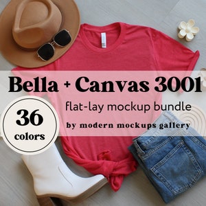 BELLA CANVAS 3001 tshirt mockup bundle, 3001 t-shirt mock-up bundle, flat lay mockups,  bella canvas 3001 shirt mockup // flat-lay 3001 mock